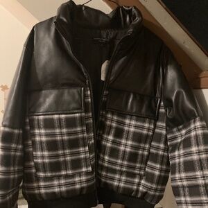 Central Park West Faux Leather Puffer Jacket